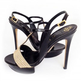 Sandales hautes GINA Taille 5 en cuir verni noir