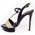 Sandales hautes GINA Taille 5 en cuir verni noir