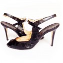 Sandales hautes SERGIO ROSSI cuir verni noir