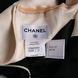 Robe CHANEL satin bicolore blanche et noire