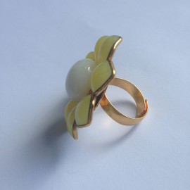 Bague Fleur MARGUERITE DE VALOIS jaune et blanche