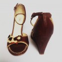 Pumps offset PRADA brown leather T38, 5