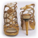 Sandales DIOR T 37.5 veau velours ocre jaune