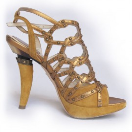 Sandales hautes DIOR T 37.5 veau velours ocre jaune