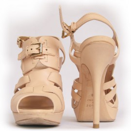 Sandales hautes DIOR t38 cuir beige rosé