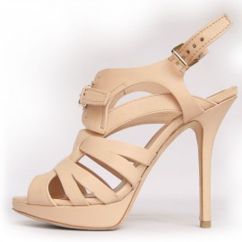 Sandales hautes DIOR T38 cuir beige rosé