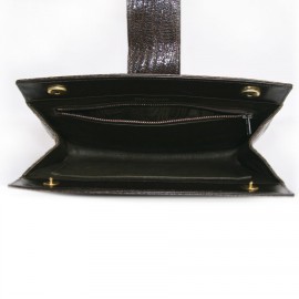 YVES SAINT LAURENT vintage clutch in brown ostrich leg leather