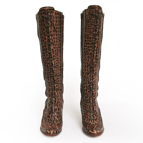 Bottes CELINE T 39  cuir façon croco