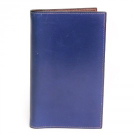 Couverture d'agenda HERMES en cuir box bleu