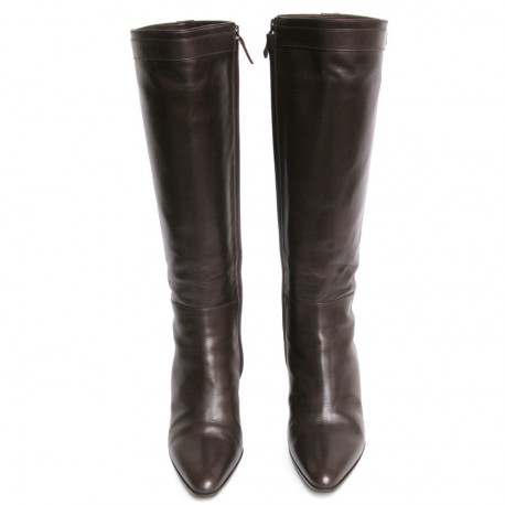 Bottes HERMES T 37  cuir d'agneau marron