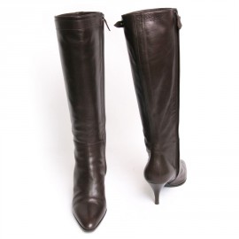 Bottes HERMES T 37  cuir d'agneau marron