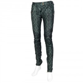 Pantalon Jean's BALMAIN cuir façon python vert dégradé T38