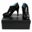 Mi-Boots CHANEL t 36.5 cuir verni noir