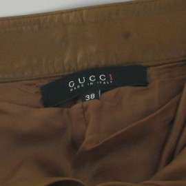 Pantalon cuir marron GUCCI