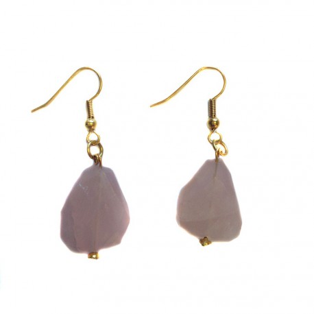 Clous d'oreille Marguerite de Valois en quartz rose