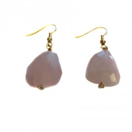 Clous d'oreille Marguerite de Valois en quartz rose