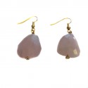 Clous d'oreille Marguerite de Valois en quartz rose