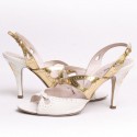 MIU MIU t 38.5 white and gold leather sandals