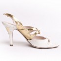 MIU MIU t 38.5 white and gold leather sandals