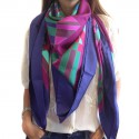 HERMES 'Psyche' large scarf in purple silk