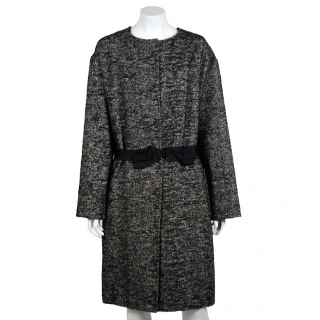 LANVIN coat 44EU in white and black mottled linen, wool and alpaca