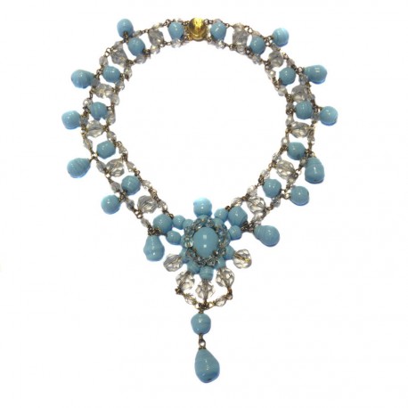 Collier MARGUERITE DE VALOIS bleu ciel