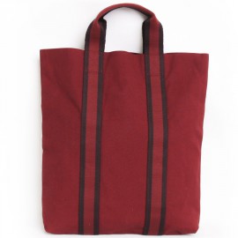 Sac cabas HERMES en toile rouge H