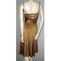 CHANEL T 38 en caramel silk dress