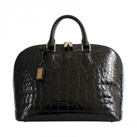 Sac "Alma" LOUIS VUITTON en cuir exotique alligator noir