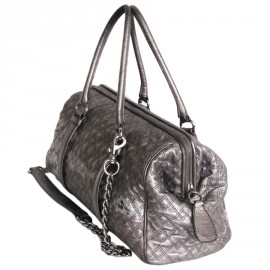 sac bowling DOLCE & GABBANA en cuir matelassé argenté