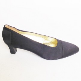 Escarpins couture CHANEL T37.5 en satin de chaine  noirs