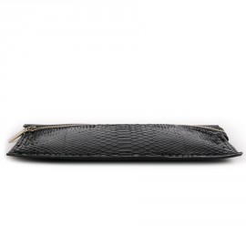 Pochette  VICTORIA BECKHAM en cuir de buffle et python noir GM