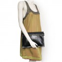 Pochette  VICTORIA BECKHAM en cuir de buffle et python noir GM