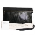 Pochette  VICTORIA BECKHAM en cuir de buffle et python noir GM