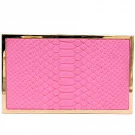 Sac clutch en métal VICTORIA BECKHAM en python fushia et laiton doré