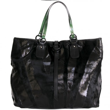 Sac cabas VALENTINO poulain  et verni noir