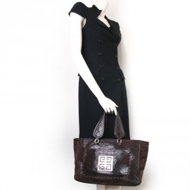 Sac GIVENCHY cuir marron effet crocodile