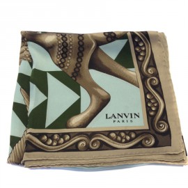 Foulard LANVIN en soie bronze et bleu