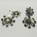  LANVIN flower pendant stud earrings in silver plated metal