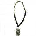 Sautoir LANVIN pendentif broche 8 en strass 