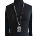 LANVIN pin 8 rhinestone pendant necklace