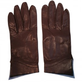 Gants HERMES en cuir d'agneau bordeaux