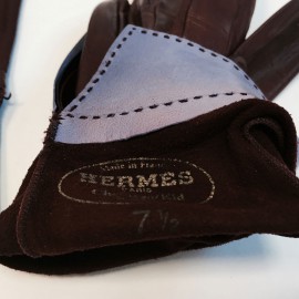 Gants HERMES en cuir d'agneau bordeaux