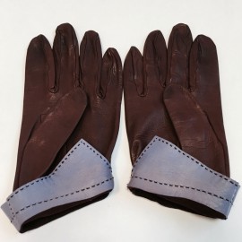 Gants HERMES en cuir d'agneau bordeaux