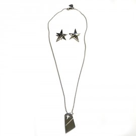 Parure THIERRY MUGLER collier et boucles d'oreilles clous en argent