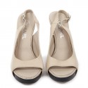 High Sandals CHANEL T 38 leather beige lamb