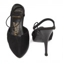 Sandales hautes Chanel Massaro T39 satin de soie noire