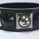 xxx Bracelet CHANEL noir et métal argent