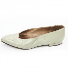 Ballerines HERMES T 35.5 cuir d'agneau vert d'eau