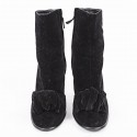 CHANEL T39 Black Suede heels boots